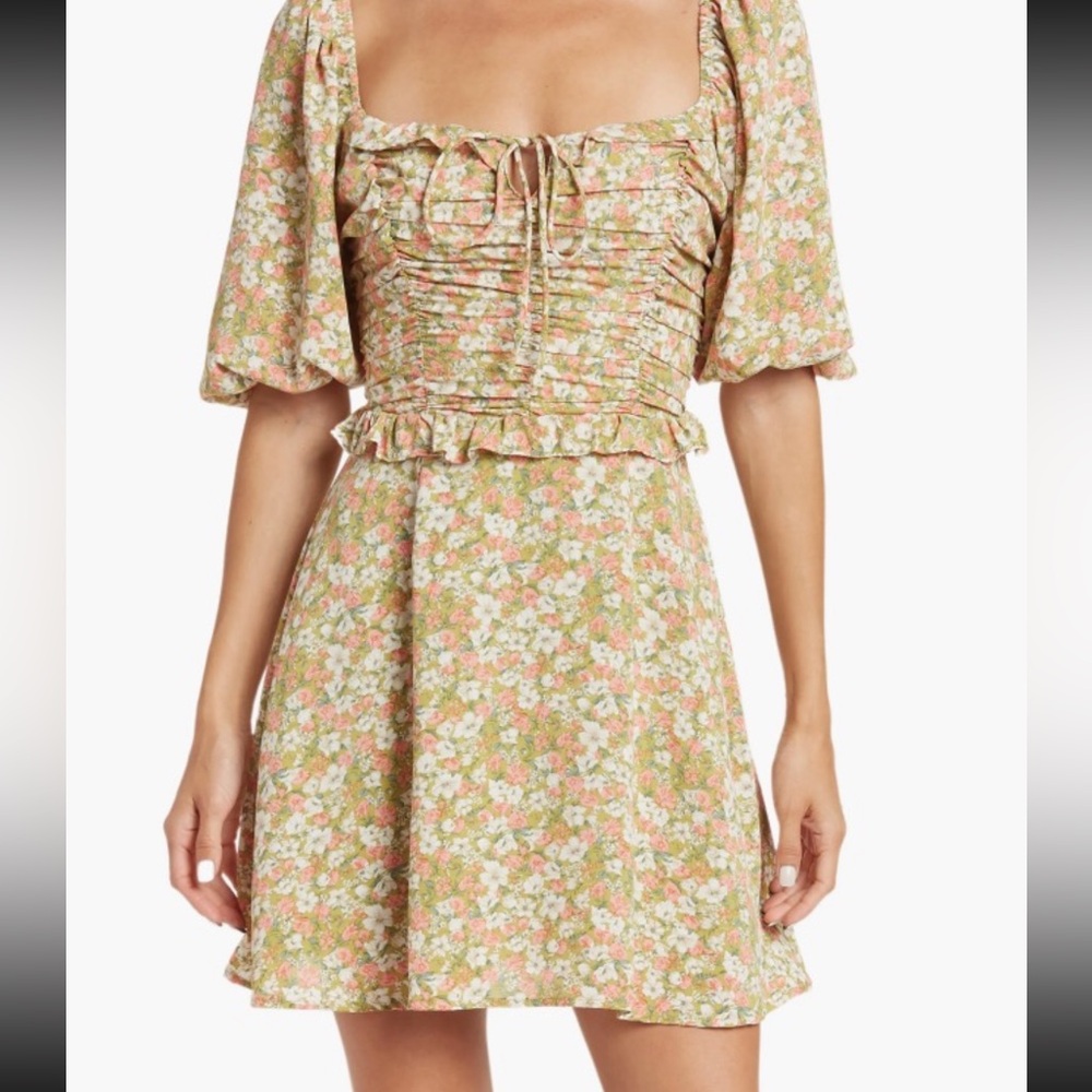 Lush Open Back Tie Ruched Mink Dress